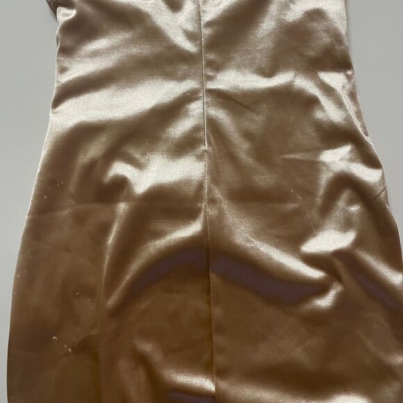 Better Be Champagne Gold Asymmetrical Bodycon Dress Size M - Picture 9 of 12